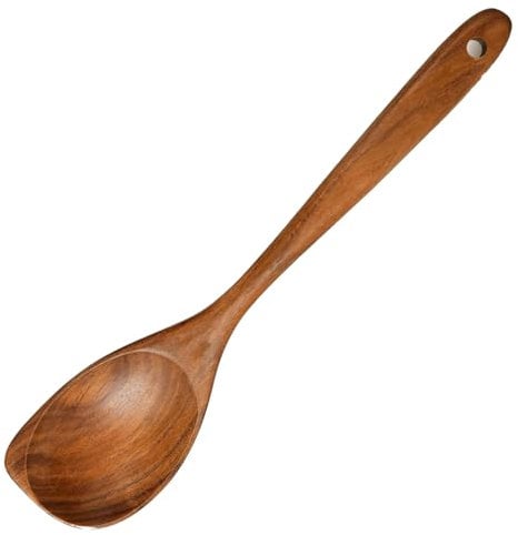 Wooden Non-Stick Spoons - 12.8 Inch Long Handle, Big Stirring Corner Spoons, Heat Resistant Wooden Cooking Utensils