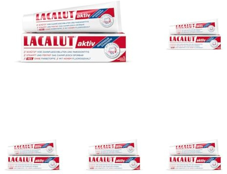 LACALUT AKTIV ZAHNCREME, 100ml Zahnpasta, sofort spürbare Straffung und Festigung des Zahnfleischs, effektive Zahnpflege & Zahnfleischpflege,1 x 100ml (Packung mit 5)