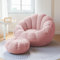 TJikeo Lazy Lounger Sitzsack Stuhlbezug, Sessel aus ultraweichem Teddy-Stoff (ohne Füllstoff) Kürbis-Optik, Soft and Comfortable, Optimal Support for The Back 85 x 65 cm,Rosa