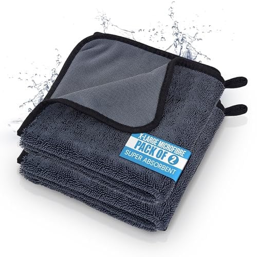 SavvyPick Microfibre Cleaning Cloth Pack 2 | 600 GSM Soft Lint Free Large 60 x 40 cm Micro Fibre Cloths | Super Absorbent Reusable Kitchen Car Microfibre Drying Towel Cloths for Home All Purpose