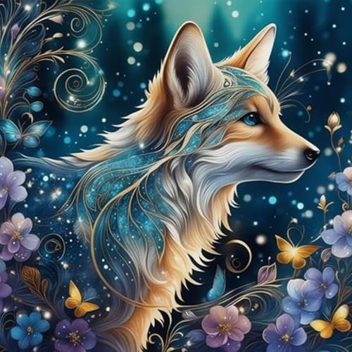 GHHKUD Fuchs Tiere Diamond Painting für Erwachsene, 5D DIY Diamant Painting Bilder für Erwachsene Anfänger, Diamond Art Painting Set, Full Drill Diamant Malerei für Dekoration 30x30 cm
