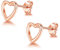 Josfeva Heart Stud Earrings for Women Girl, 925 Sterling Silver Stud Earrings, Hypoallergenic Cartilage Earrings Studs, 925 Silver Small Simple Stud Earrings, Rose Gold Earrings for Kid Jewellery Gift