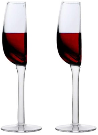Demi-verre à Vin Unique 140ml, 2 Pièces Verre à vin Rouge, Un Demi-Verre de vin, Transparent Flûtes à Champagne Verre à Cocktail Coupes à Champagne pour Maison Mariage Anniversaire Noël Fête Bar