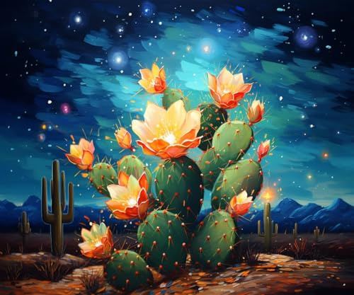 Wulcea Diamond Painting Erwachsene Diamant Bilder 30x40 Cm Bastelset Geschenke Landschaft Deko Basteln 5d Crystal Art Kinder Mädchen Geburtstagsgeschenk Wohnzimmer Zimmer Klein Zubehör Kakteen