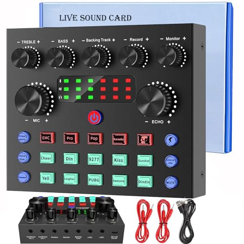 Console DJ Mixer Audio Karaoke con Microfono Scheda Audio Con Voce, Sicomne Interfaccia Mixer Audio PC Professionale Consolle da DJ Bluetooth USB Streaming Karaoke Pacchetto Attrezzatura Podcast