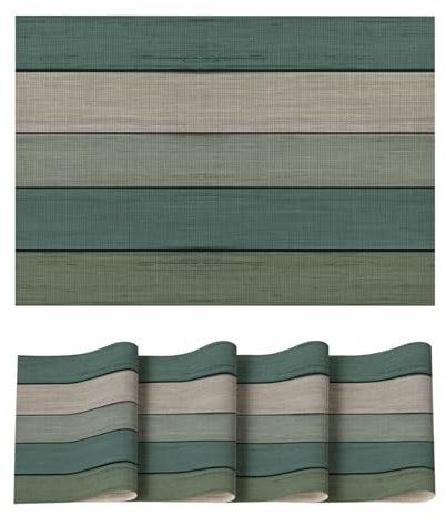 Artoid Mode Lot de 4 sets de table en PVC - Vert eau - Bois vieilli - 30 x 45 cm - Résistant aux taches et à la chaleur - Décoration de cuisine