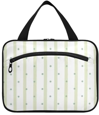 Green Line Spots Hanging Medicine Bag for Traveling with Hook, Designer Necessities kit Bag for Men for Women Must Travel estuches para maquillaje L