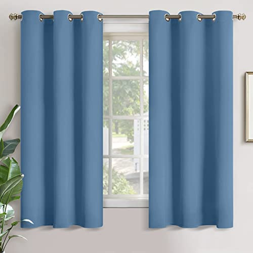 YoungsTex Verdunkelungsvorhänge, Denimblau, 172 cm Länge, für Schlafzimmer, wärmeisolierte Vorhänge mit Ösen, Raumverdunkelung, Fensterbehandlungen für Schlafzimmer, 2 Paneele, 107,7 x 172,7 cm