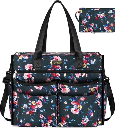 ITIEZY Shopper Tasche Damen Groß, Wasserdicht Handtasche Tote Bag mit 18 Taschen 16 Zoll Laptoptasche Lehrertasche Arbeitstasche damen mit Reißverschluss für Uni Büro Arbeit Reisen