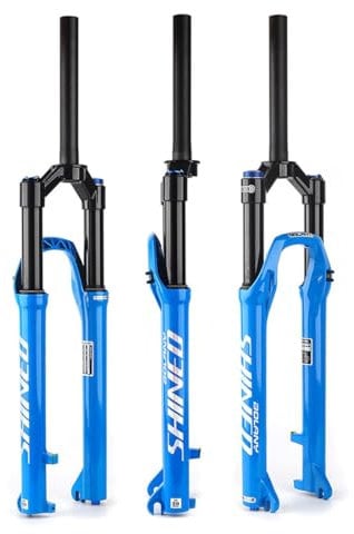26 27.5 29 Inch Downhill Air Suspension MTB Bike Mountain Bicycle Front Fork 120mm Travel Quick Release 100×9mm Straight Tube 1-1/8'' Disc Brake XC AM(Blue manual,27.5inch)