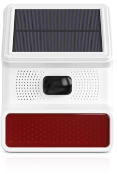 XNH Solar Außen Alarm mit Sound und Licht, Drahtloses 433MHz Alarmsirene, 100dB Sirene, IP65 Wasserdichtes, Kompatibel mit XNH Alarmanlage Haus