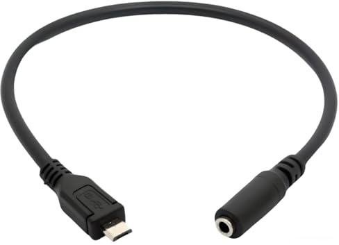MejaRizon AUX-Audiokabel von Micro-USB-5-poliger Stecker nach 3,5 mm Buchse für Headset-Adapter, Mikrofon Active Clip Mic