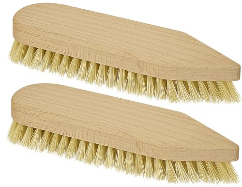 Scheuerbürsten Set 2tlg Fibre-Ersatz Reinigungsbürsten, spitz und rund, für Küche Bad Garten Haushalt, Natur
