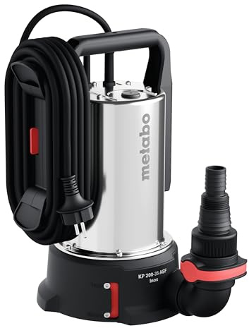 metabo KP 200-35 ASF Inox Kombi-Tauchpumpe, 20.000 l/h, Flachabsaugend | Klar- & Schmutzwasserpumpe mit elektronischem Sensorschalter, Edelstahlgehäuse, Quick-Anschluss, Restwasserstand nur 1 mm