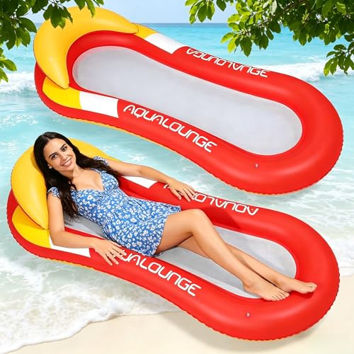 Colchoneta Piscina Adultos, Hamaca de Agua 4 en 1 Flotadores Hinchables para Piscina Hamacas Hinchables Piscinas para Natación Hängematte Flotante para Adultos y Niños, Piscinas y Playas