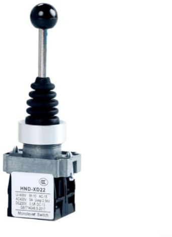 Hoppipola Interruttore joystick autoresettante, 22 mm, manopola girevole da incasso, 150 V-600 V, 10 A-15 A, in plastica, nero, per interruttore a levetta 2NO/4NO (2 posizioni momentaneo)