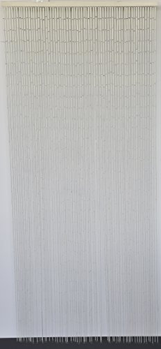 MadeInNature Rideau de Porte Perles Bambou, Intérieur et Extérieur, Porte d’entrée, Porte intérieure, Porte fenêtre 90x200cm, Plusieurs modèles aux Choix (Modèle 1 Classique Blanc)