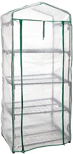 Gartenfreude Gewächshaus mit 4 Regalböden, weiß, 69x49x160 cm, 4700-1010