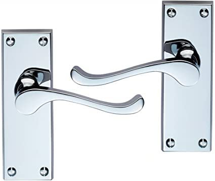 Victorian Scroll Polished Chrome Door Handle. Genuine Carlisle Brass (4)