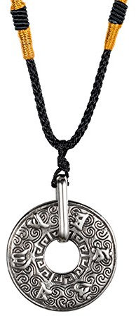 PAURO Hombre Acero Inoxidable Budista Mantra Om Mani Padmé Hum Collar De Donuts Colgante Cadena De Cable De Algodón Plata