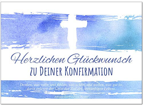 Einladungskarten Manufaktur Hamburg Glückwunschkarte Konfirmation mit Umschlag/Blau Aquarell für Jungen/Konfirmationskarten/Karte für Glückwünsche/Feier