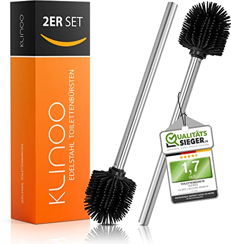 KLINOO Premium Silikon Toilettenbürste schwarz Bürstenkopf mit Edelstahl Griff WC Bürste rostfreie Klobürste - Ersatztoilettenbürste - Ersatzklobürste (2 Bürsten)