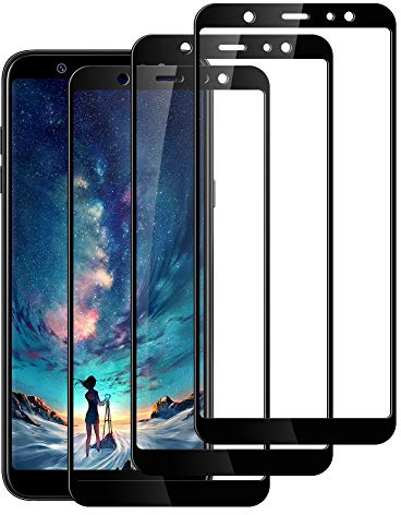 UPGOO [Lot de 3 Verre Trempé pour Samsung Galaxy A6 2018,Protection écran pour Samsung Galaxy A6 2018,Film Protection Samsung Galaxy A6 2018,Ultra Résistant Dureté 9H Anti Rayures sans Bulles (Noir)