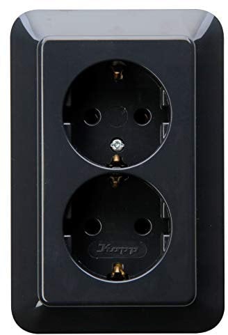 Kopp Schutzkontakt-Steckdose, 2-fach, ohne erhöhtem Berührungsschutz, 16A,250V~, Rivo anthrazit, 945715089