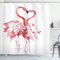 ABAKUHAUS Flamingo Duschvorhang, Lovers Kissing, Stoffliches Gewebe Badezimmerdekorationsset mit Haken, 175 x 220 cm, Dunkler Coral Weiß