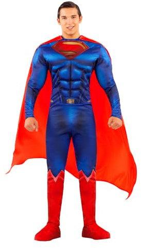 Funidelia Offizielles Superman Kostüm für Herren - Justice League, Mann aus Stahl Verkleidung für Erwachsene, Karneval, Halloween und Party Kostüme