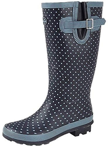Stormwells ® Ladies Wide Calf Wellies Wellington Boots Plus Extra Comfort Memory Foam Insoles Sizes UK 3-9 (4 UK, Pale Blue Polka Dot)