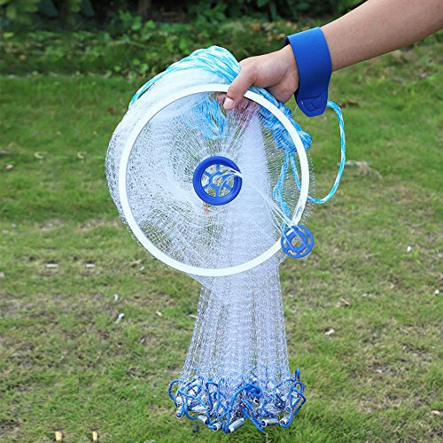 Dioche Nylon-Fischernetz, Monofilament, amerikanischer Stil, gegossen, Handwurf, Fischernetz (2,4 m)