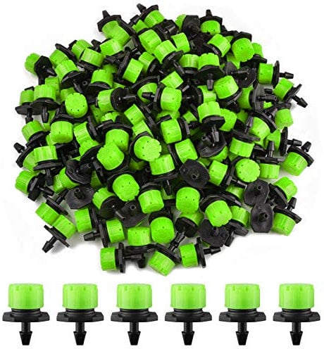 200 Stueck Einstellbare Bewaesserung Sprinkler, EBANKU Einstellbare Micro Drip BewäSserungssprinkler BewäSserungstropfer Sprinkler, Emitter Tropfsystem FüR Blumenbeete, GemüSegäRten (Grün)