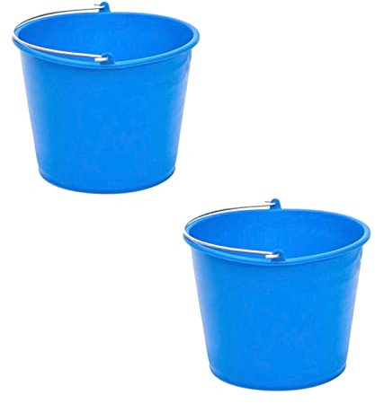 Pack de 2 Cubos de plástico alimentario, de Color Azul, de 23.4 x 17 cm con Capacidad de 6 litros, con asa metálica, Ideal para Trabajo en hostelería, cubeta de plástico (2uds / 6 litros Azul)