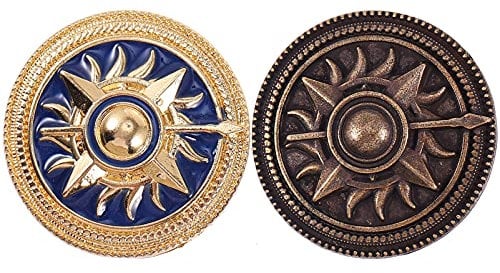 Amosfun Lot de 2 broches vintage en métal - Forme ronde - Motif : soleil - Pour femmes, hommes, enfants, manteau, pull, écharpe