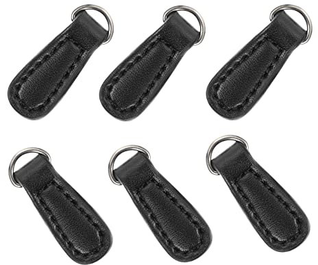 Milisten 6Pcs Zipper Sliders Metall PU Leder Zipper Reparatur Zipper Ersatz Ziehen Tabs für DIY Schreibwaren Tasche Kunststoff Jacke Reißverschlüsse Gepäck Schwarz