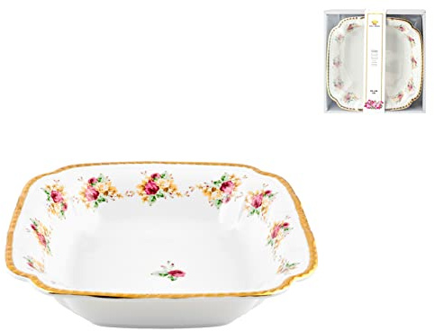 ROYAL NORFOLK 8908900 Centre de Table décoratif Fleurs Rose, Porcelaine, 22 x 6 H, Porcelain