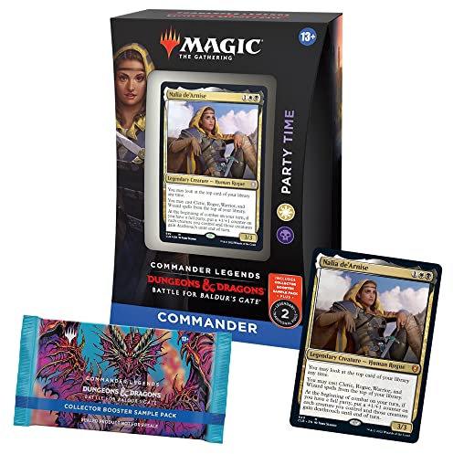 Magic: The Gathering Commander Legends: Battle for Baldur’s Gate Commander Deck – Party Time + Collector Booster Sample Pack