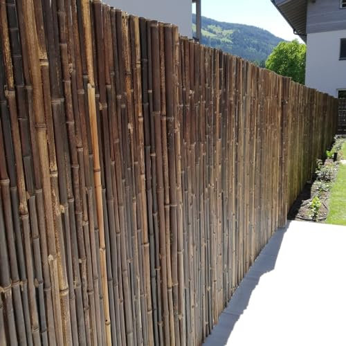 DE-COmmerce Stabiler Bambus Zaun Sichtschutz BLACK, oben geschlossen, Rollzaun, Gartenzaun, Sichtschutzzaun für Garten, Terrasse, Balkon (HxB) 150 x 180 cm