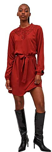 Vila Damen Visuvita L/S Lace Dress / Su - Noos Kleid, Fired Brick, 44 EU