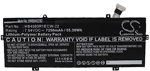 vhbw Batería reemplaza Huawei HB4593R1ECW-22 para Notebook (7250 mAh, 7,64 V, Li-Poli)