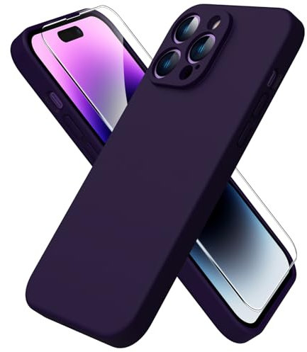 ACRONIX Compatible with iPhone 14 Pro Max Case 6.7,with 1 x Screen Protector, Silky-Soft Touch Liquid Silicone Case Cover for iPhone 14 Pro Max-Elderberry