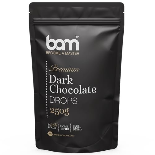 BAM Gocce di Cioccolato Fondente 55.6% - Per Dolci, Decorazioni e Creme - Scaglie di Cioccolato per Uso Professionale e Casalingo
