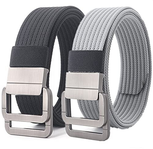 Gürtel Herren, Military Doppel D-Ring verstellbare Schnalle Nylon taktischer Gürtel, 2er-Pack