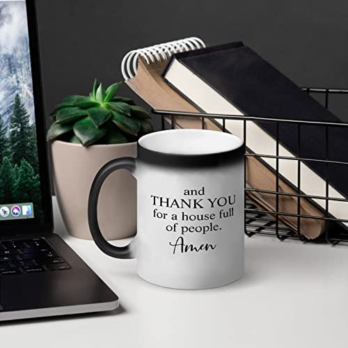Tasse mit Aufschrift And Thank You for A House Full of People, Farbwechsel, Keramikbecher, Lebenszitate, hitzebeständig, für Geburtstag, Halloween, Weihnachten, Geschenk, 325 ml
