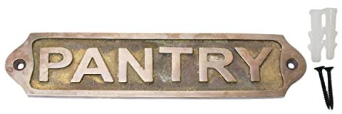 Sam Star - Placa metálica de latón para puerta, acabado antiguo, fácil instalación, la mejor decoración del hogar para caballeros, damas, oficina, lavandería, baño, placas (PANTRY)