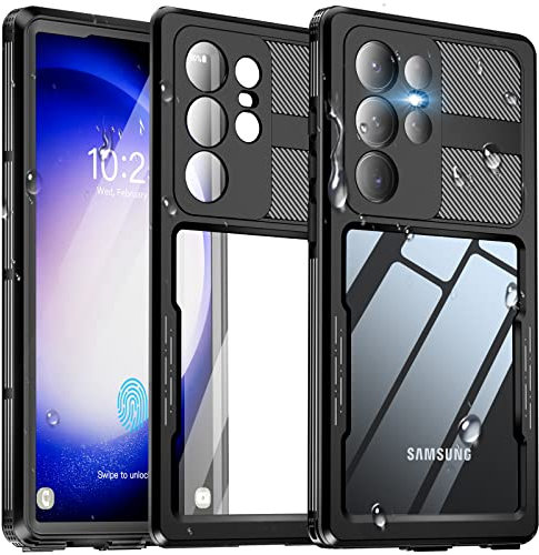 WIFORT für Samsung Galaxy S23 Ultra Hülle, IP68 Wasserdicht Handyhülle Samsung S23 Ultra 360 Grad Schutzhülle, Outdoor Stoßfest Staubdicht Wasserfest Panzerhülle mit Eingebautem Displayschutz