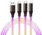 PTPLIFE RGB Multi USB Kabel Universal Ladekabel 1.2M LED RGB Licht Gradual 3in1 Mehrfach Ladekabel Micro USB Typ C Kompatibel mit Micro-USB TypeC für Phone, Samsung Galaxy, Huawei und Mehr