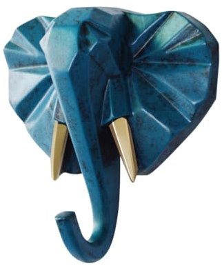 VICASKY Patère Mural Tête Éléphant Résine Crochets Décoratifs Animaux Accroche Manteau Et Chapeau Décoration Murale Créative Pour Thématique Jungle