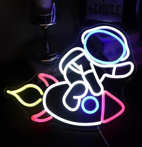 LED Astronaut Neon Zeichen Astronaut Rakete Licht Zeichen für Schlafzimmer Home Spielraum Bier Bar Club Pub Hotal Schreibtisch Wandkunst Dekorationen Party Licht Kindergeburtstag Geschenke.